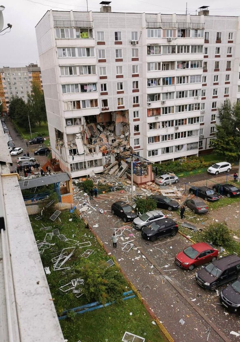 Многоквартирный жилой дом в Ногинске разрушенный в результате взрыва бытового газа