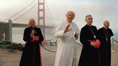 Папа Иоанн Павел II и кардинал Агостино Казароли в Сан-Франциско