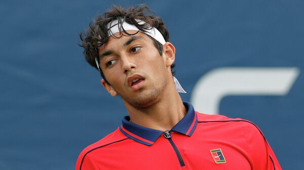 NEW YORK, NEW YORK - SEPTEMBER 11: Daniel Rincon of Spain reacts as he plays against Juncheng Shang of China during their Boys' Singles final match on Day Thirteen of the 2021 US Open at the USTA Billie Jean King National Tennis Center on September 11, 2021 in the Flushing neighborhood of the Queens borough of New York City.   Sarah Stier/Getty Images/AFP (Photo by Sarah Stier / GETTY IMAGES NORTH AMERICA / Getty Images via AFP)