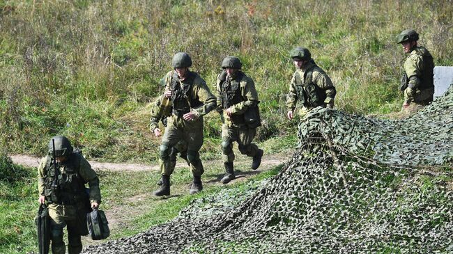 Военнослужащие на совместных стратегических учениях вооруженных сил России и Белоруссии Запад -2021 на полигоне Правдинский в Калининградской области