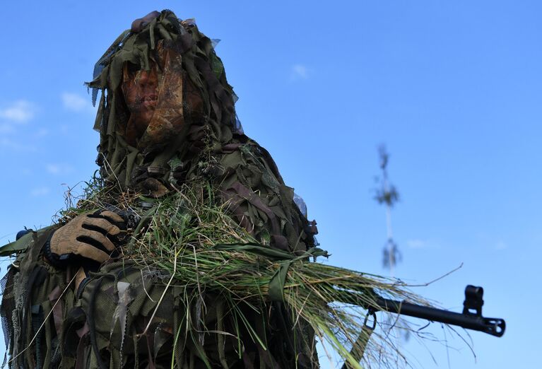 Военнослужащий на совместных стратегических учениях вооруженных сил России и Белоруссии Запад -2021 на полигоне Правдинский в Калининградской области