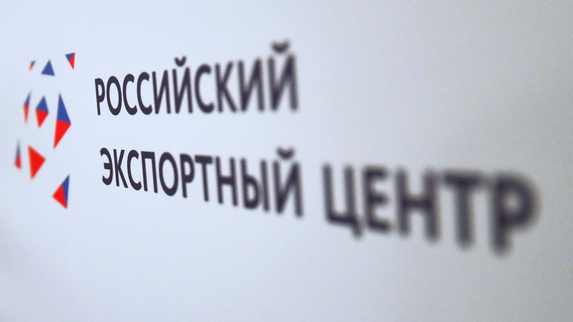 Логотип АО Российский экспортный центр (РЭЦ) на мероприятии Стратегия одного окна в Москве - РИА Новости, 1920, 12.07.2023