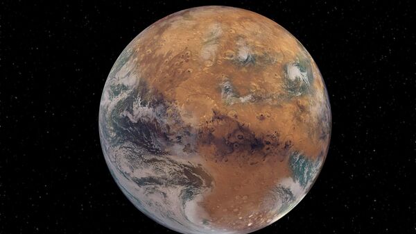 Художественное представление Марса, покрытого океанами