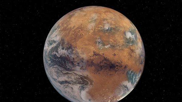 Художественное представление Марса, покрытого океанами