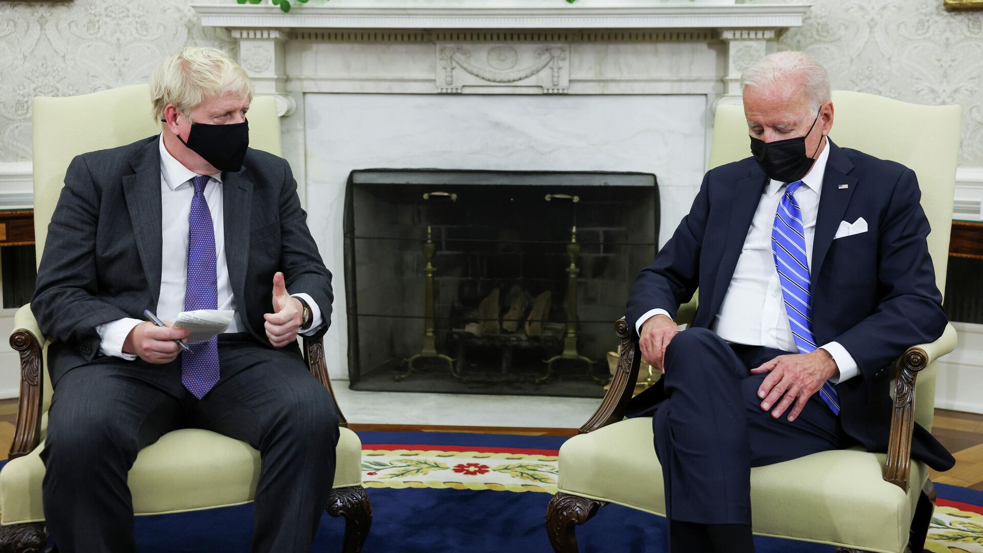 Президент США Джо Байден и премьер-министр Великобритании Борис Джонсон во время встречи в Белом доме,  США - РИА Новости, 1920, 22.09.2021