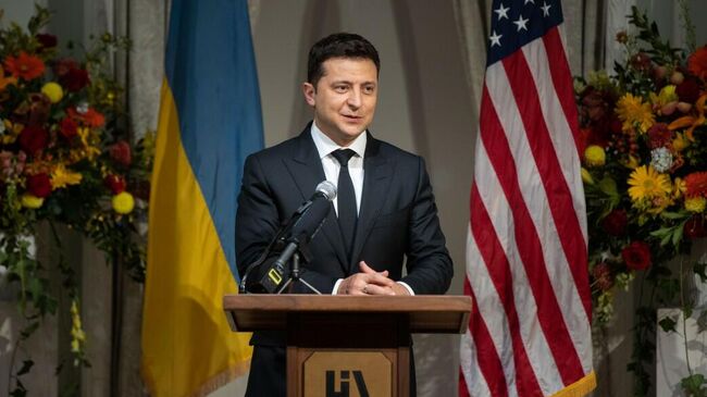 Президент Украины Владимир Зеленский во время визита в Нью-Йорк