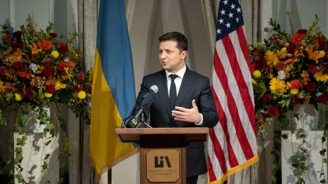 Президент Украины Владимир Зеленский во время визита в Нью-Йорк