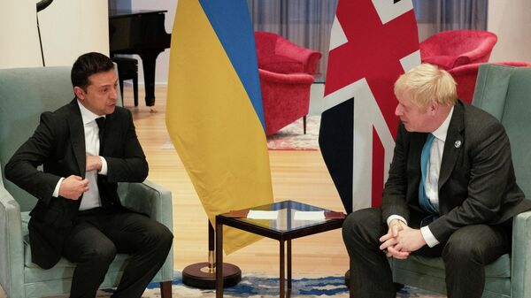 Президент Украины Владимир Зеленский на встрече с премьер-министром Великобритании Борисом Джонсоном в Нью-Йорке