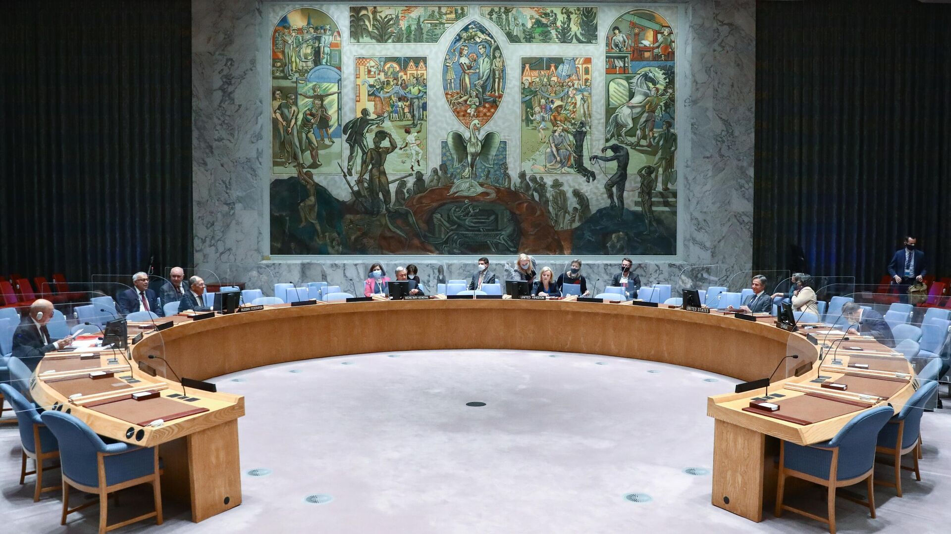 Встреча глав МИД пятерки постоянных членов Совета Безопасности ООН с генеральным секретарем ООН Антониу Гутеррешем. 23 сентября 2021 - РИА Новости, 1920, 23.09.2021