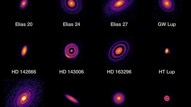 20 изображений протопланетных дисков, полученные комплексом радиотелескопов ALMA в 2018 году