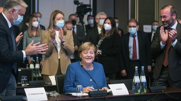 Канцлер Германии Ангела Меркель во время заседания Европейской народной партии в Берлине