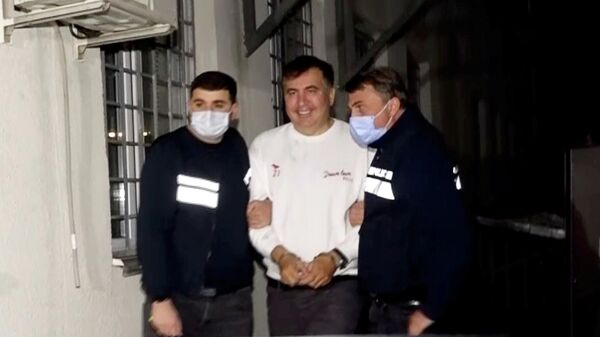 Бывший президент Грузии Михаил Саакашвили после задержания в городе Рустави