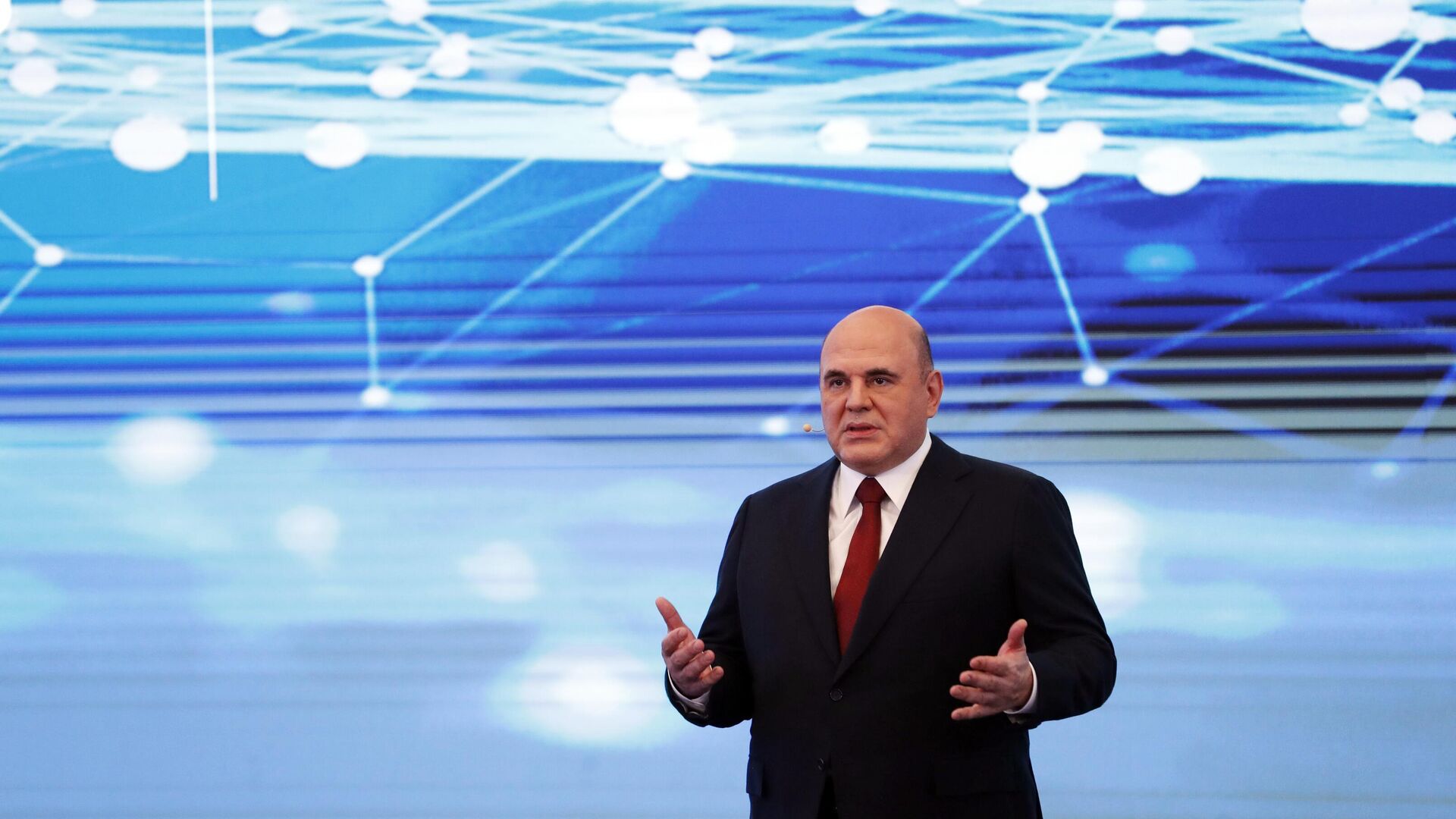 Председатель правительства РФ Михаил Мишустин во время встречи с российскими финалистами Международного студенческого ЧМ по программированию - РИА Новости, 1920, 06.10.2021