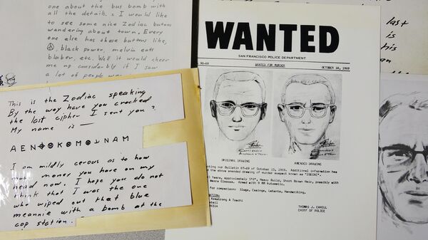 Фоторобот и копии писем, отправленных в газету San Francisco Chronicle человеком, называвшим себя Зодиак