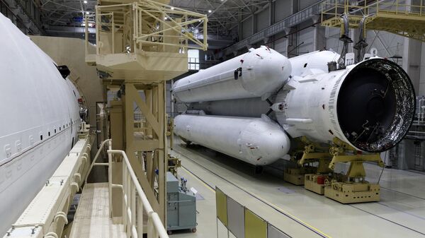 В монтажно-испытательном корпусе космодрома Плесецк, где собирается и испытывается тяжелый ракетоноситель Ангара-А5