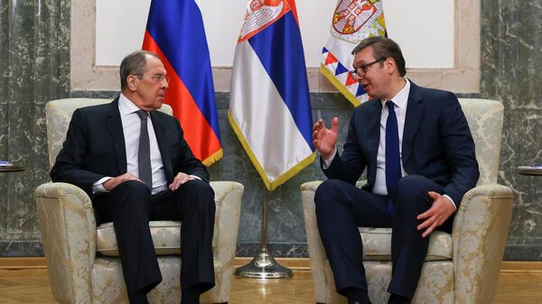Министр иностранных дел РФ Сергей Лавров и президент Сербии Александр Вучич