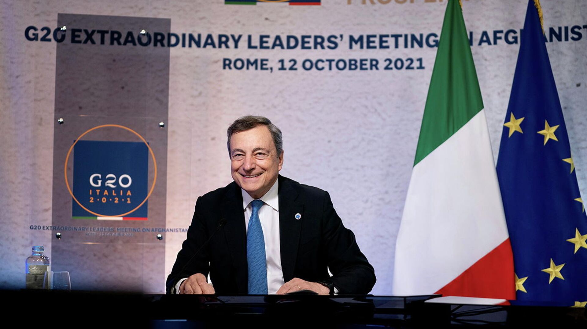Премьер-министр Италии Марио Драги на практически внеочередной встрече лидеров G20 по Афганистану в Риме, Италия - РИА Новости, 1920, 31.10.2021
