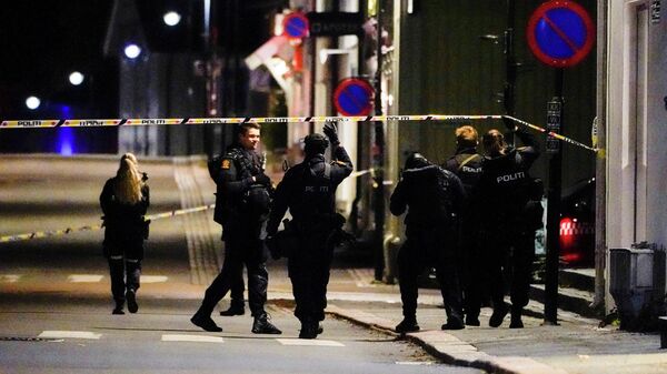 Сотрудники полиции на месте атаки злоумышленника с луком и стрелами в норвежском Конгсберге