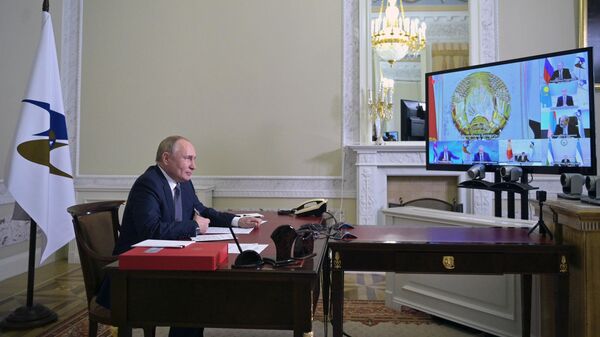 Президент РФ Владимир Путин принимает участие в заседании Высшего Евразийского экономического совета 