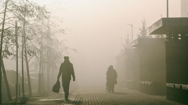 Смог на улице Екатеринбурга из-за горящих торфяников