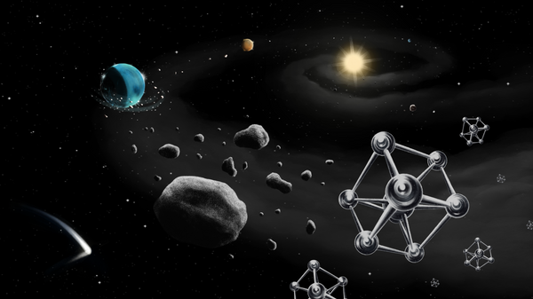 Представление художника о формировании вокруг звезды планет из строительных блоков, представленных космической пылью и молекулами железа