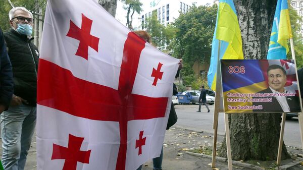 Акция сторонников Саакашвили возле грузинского консульства в Одессе