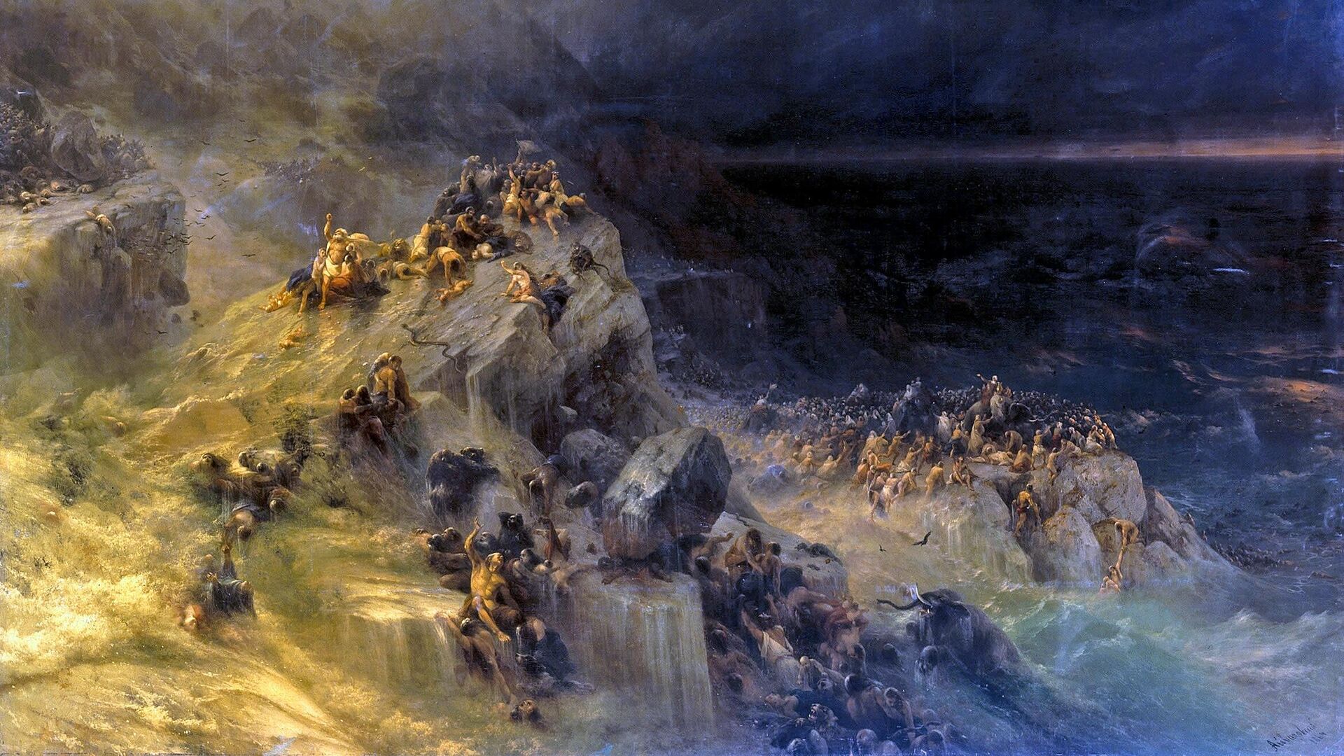 Конец света 18. Айвазовский Всемирный потоп 1864. Ноев Ковчег картина Айвазовского.