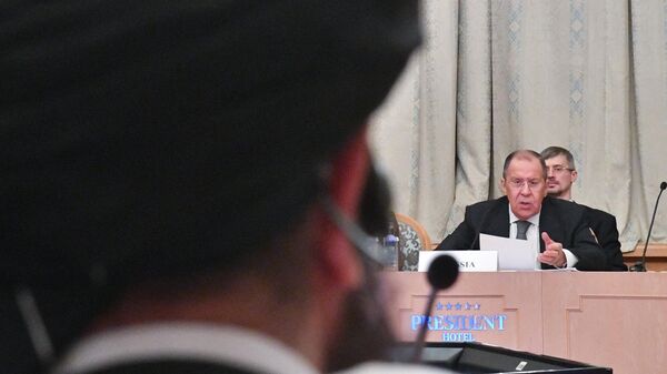 Министр иностранных дел РФ Сергей Лавров во время третьего заседания московского формата консультаций по Афганистану
