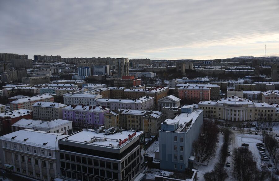 Вид на жилые кварталы города Мурманска