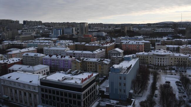 Вид на жилые кварталы города Мурманска