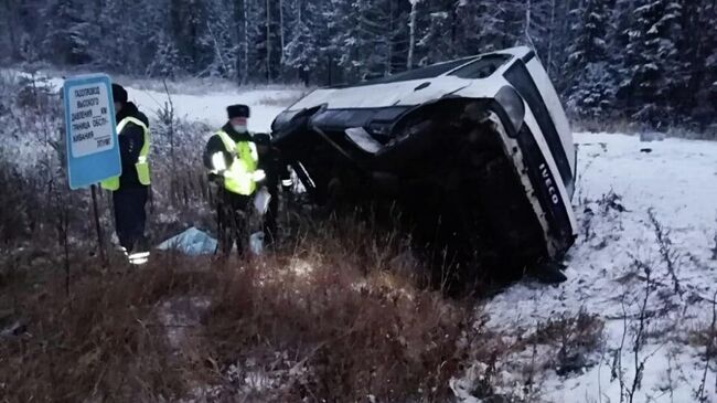 На месте ДТП с пассажирским автобусом в Свердловской области