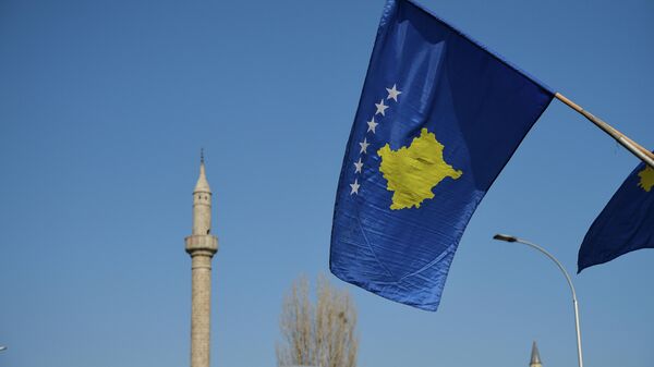 Флаг Косово в Приштине