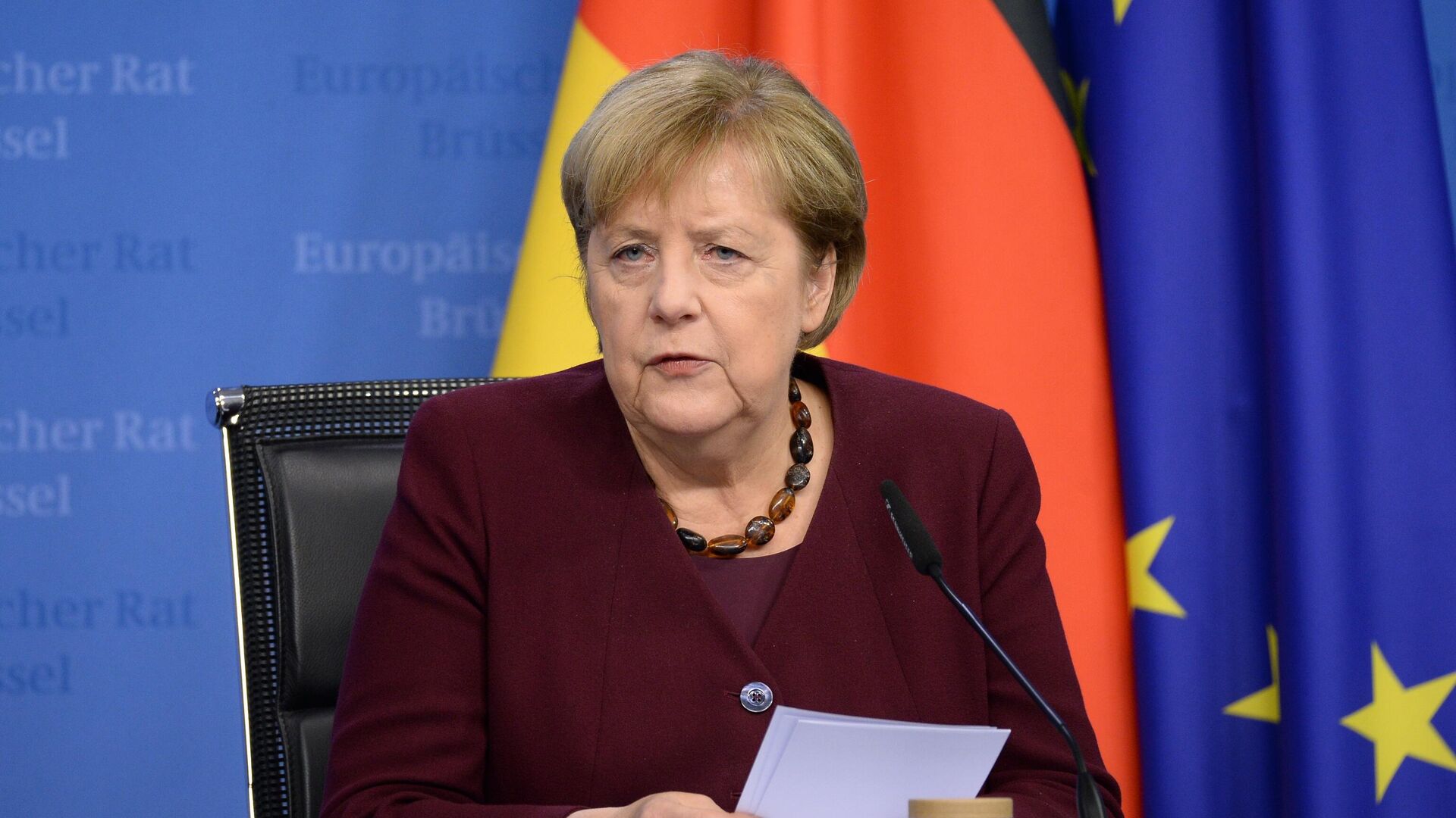 Федеральный канцлер Германии Ангела Меркель на саммите ЕС в Брюсселе - РИА Новости, 1920, 04.04.2022