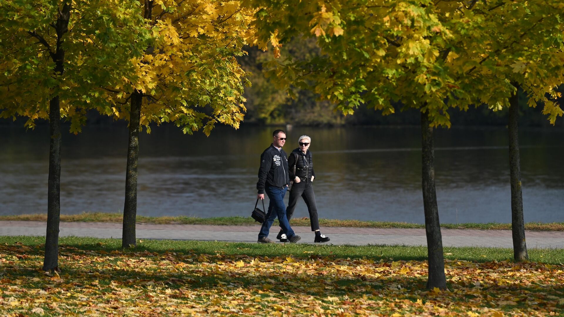 Отдыхающие гуляют в Коломенском парке в Москве - РИА Новости, 1920, 02.10.2022