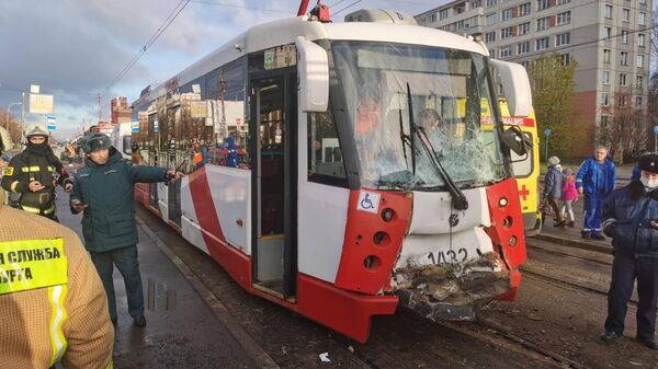 Место столкновения трамваев в Санкт-Петербурге