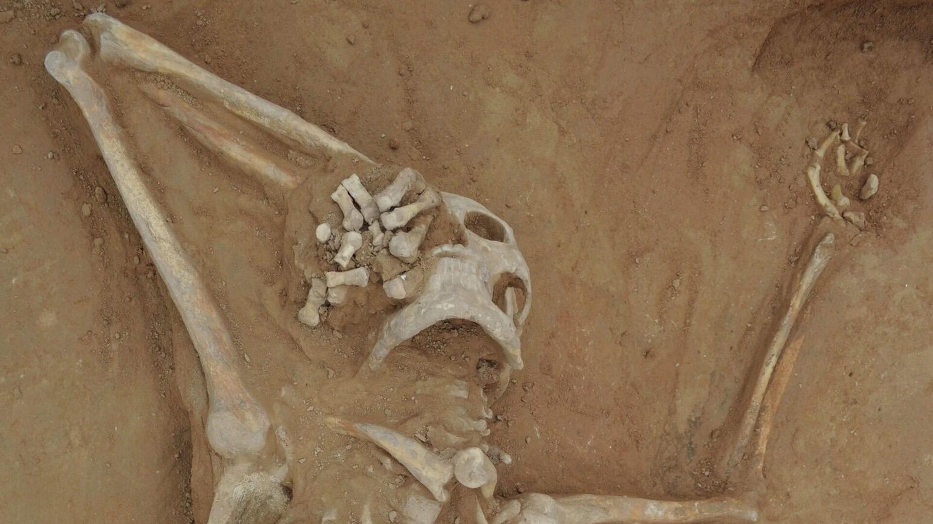 Скелет, найденный в одной из гробниц на кладбище Шиянцзы в Китае - РИА Новости, 1920, 01.11.2021
