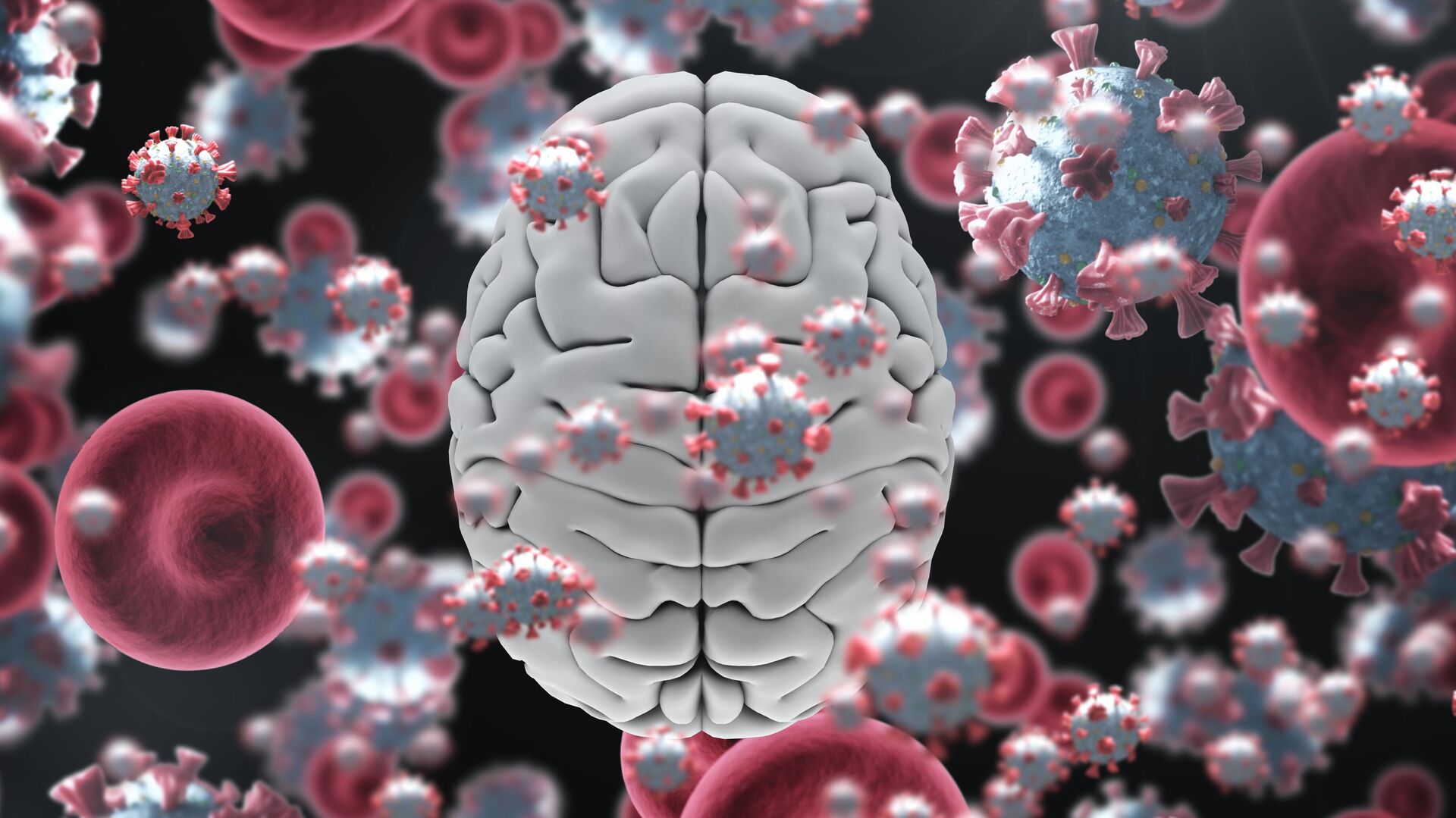 Цифровое изображение клеток Covid-19 и человеческого мозга1