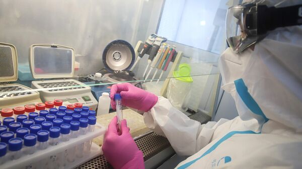 Медицинский сотрудник во время лабораторных исследований ПЦР-тестов в Ставропольской краевой специализированной клинической инфекционной больнице