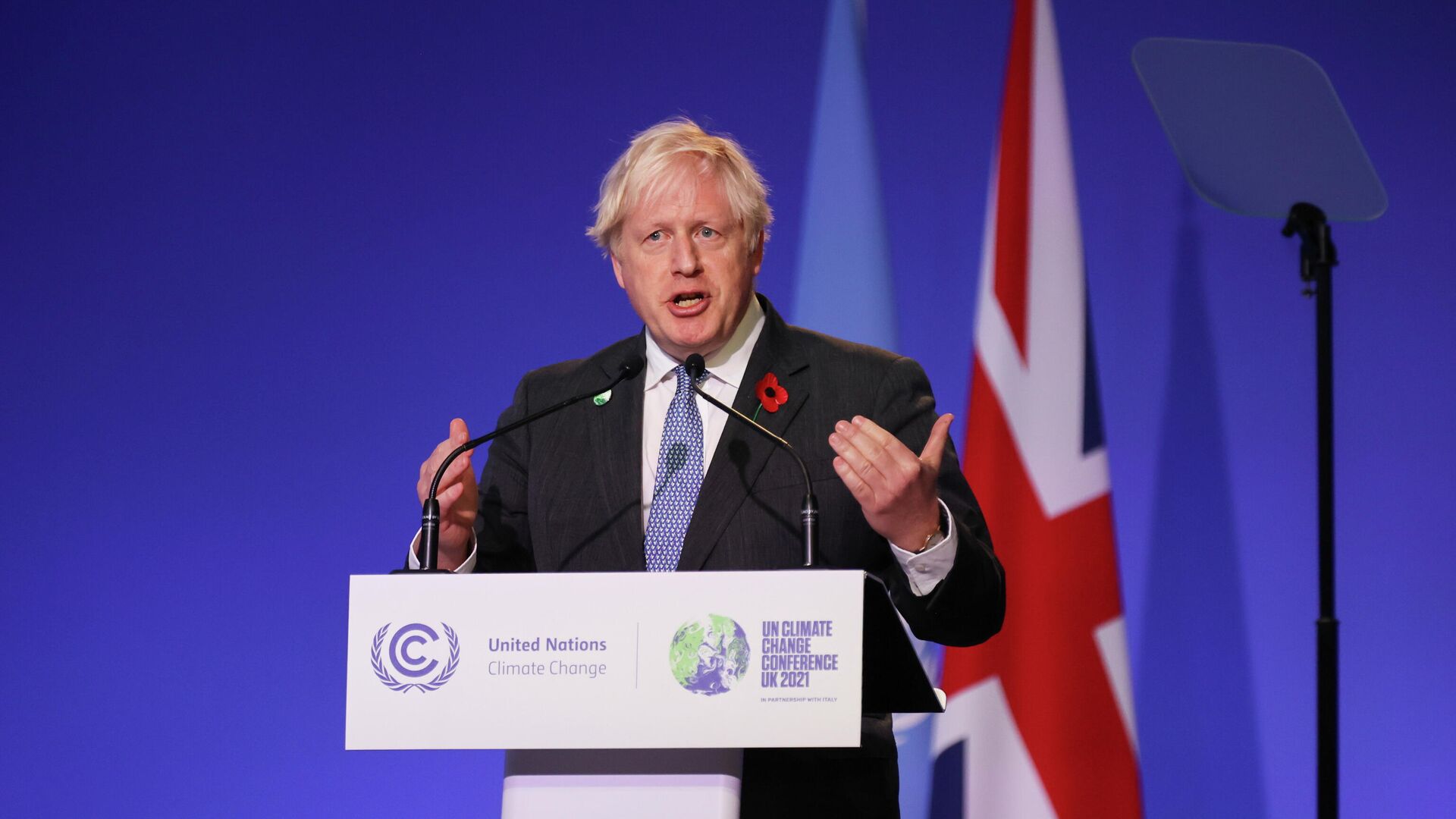 Премьер-министр Великобритании Борис Джонсон выступает на конференции ООН по изменению климата в Глазго - РИА Новости, 1920, 02.11.2021