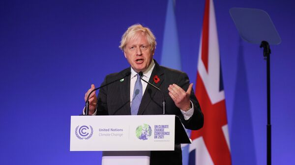 Премьер-министр Великобритании Борис Джонсон выступает на конференции ООН по изменению климата в Глазго