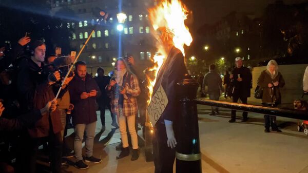Сожжение чучела Бориса Джонсона на Трафальгарской площади