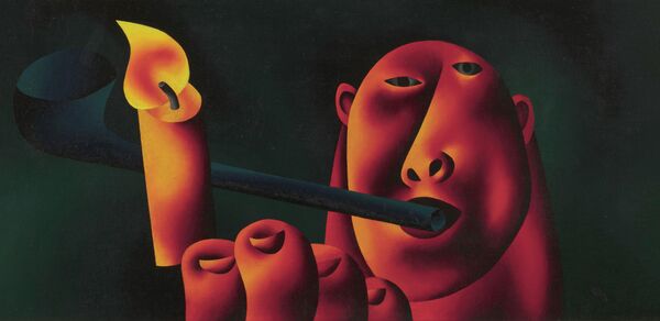 Олег Целков Портрет, 1964 дерево, холст, масло 35 х 70 см Олег Целков Портрет, 1964 дерево, холст, масло 35 х 70 см