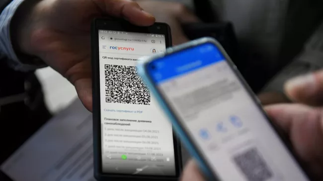 Посетитель предъявляет QR-код для проверки при входе в Государственный музей изобразительных искусств имени А. С. Пушкина в Москве