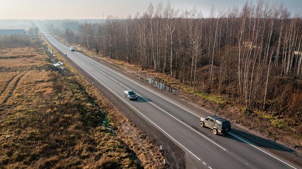 Отремонтированная региональная магистраль Ломоносовского района Ленинградской области в рамках нацпроекта Безопасные качественные дороги