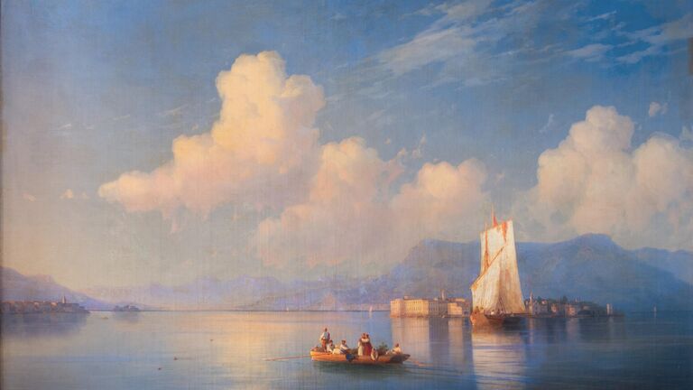 Итальянский пейзаж. Вечер. И.К. Айвазовский. 1858 г. Холст, масло. Феодосийская картинная галерея Айвазовского