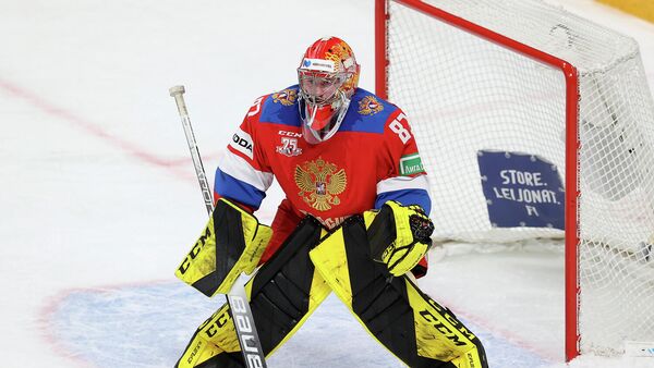 Голкипер сборной России по хоккею Дмитрий Шугаев