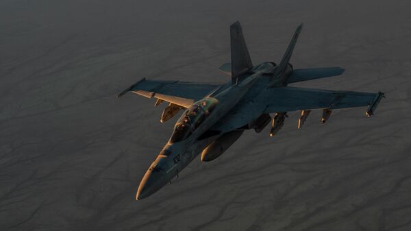 Истребитель F/A-18 ВМС США в небе над Сирией