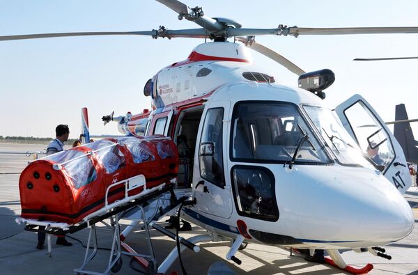 Многоцелевой вертолет Ансат, представленный на авиакосмическом салоне Dubai Airshow 2021 в Дубае