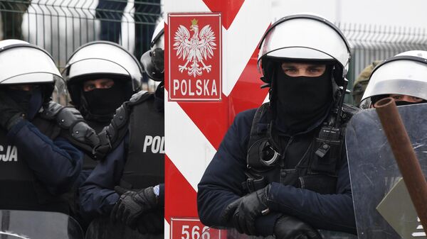 Сотрудники польских правоохранительных органов на границе