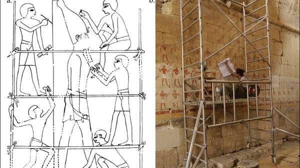 Иллюстрация исследования об обучении молодых художников в Храме Хатшепсут